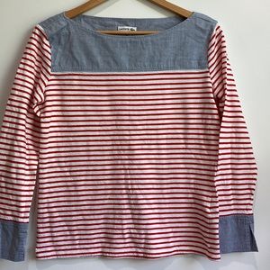 Lacoste red and white long sleeve top size 42 or Large